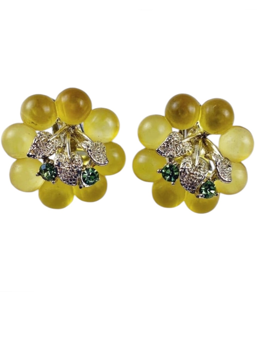 Vintage Yellow Floral Cluster Earrings